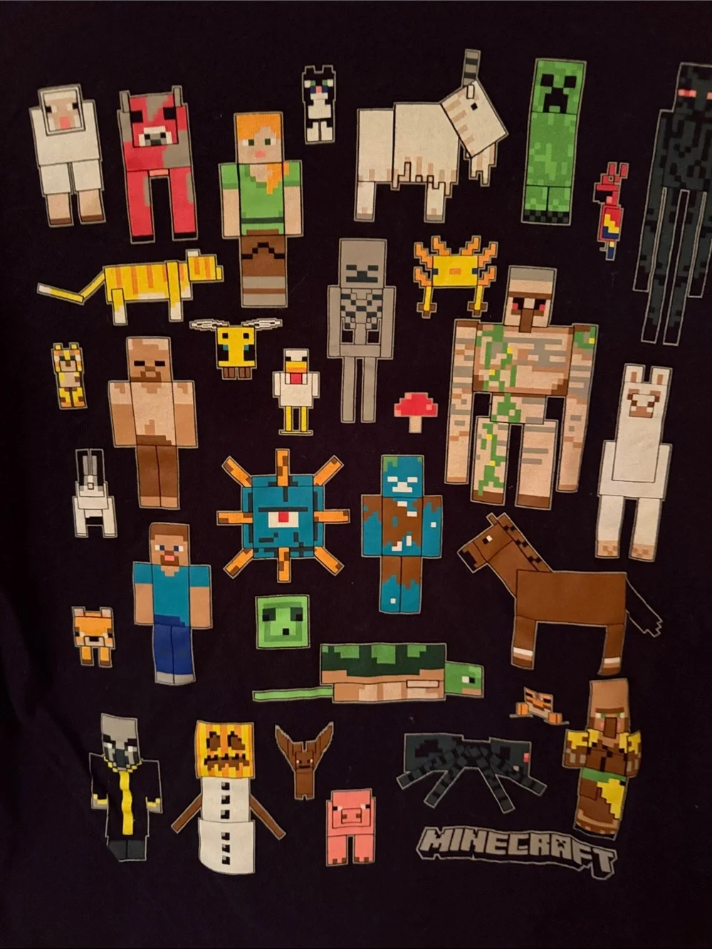 Old Navy Black Long-Sleeve Tee with Colorful Minecraft‎ Characters Size XL 14-16